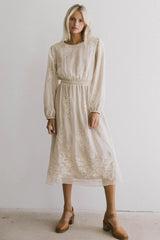 Andee Embroidered Midi Dress in Champagne FINAL SALE