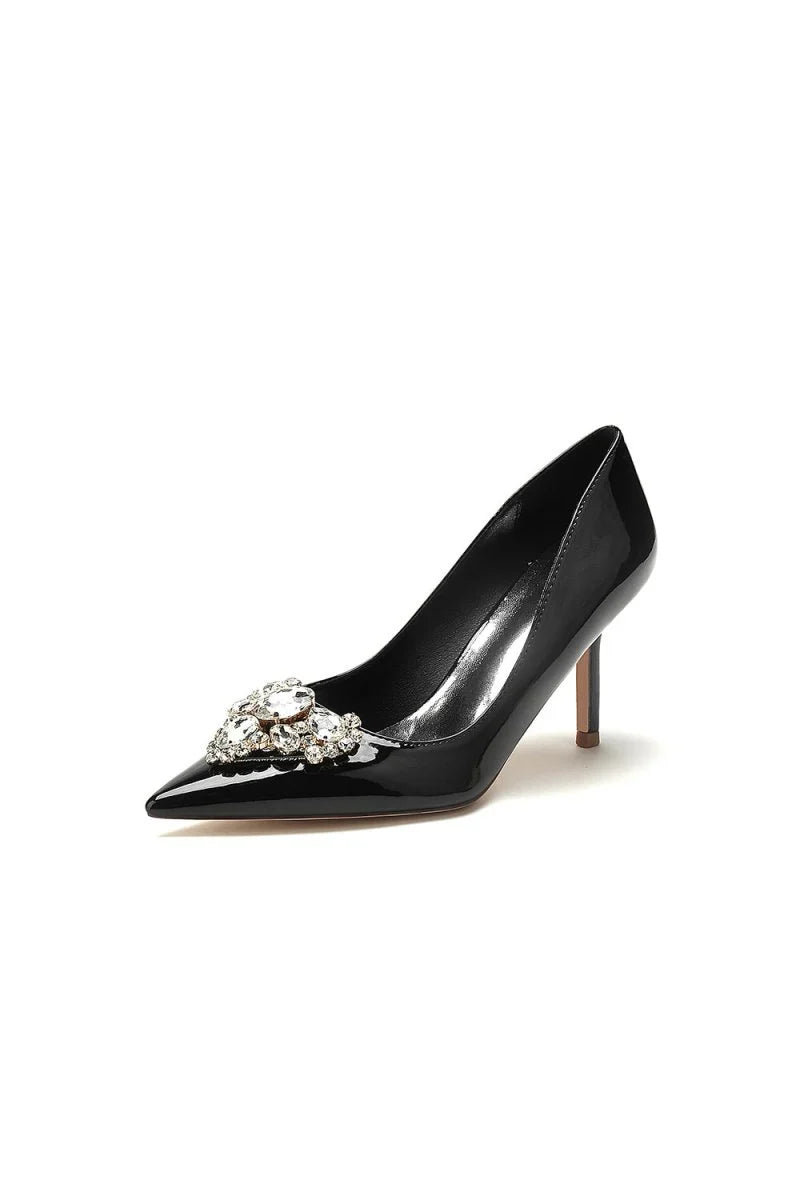 Patent Leather Rhinestone Stiletto Heels