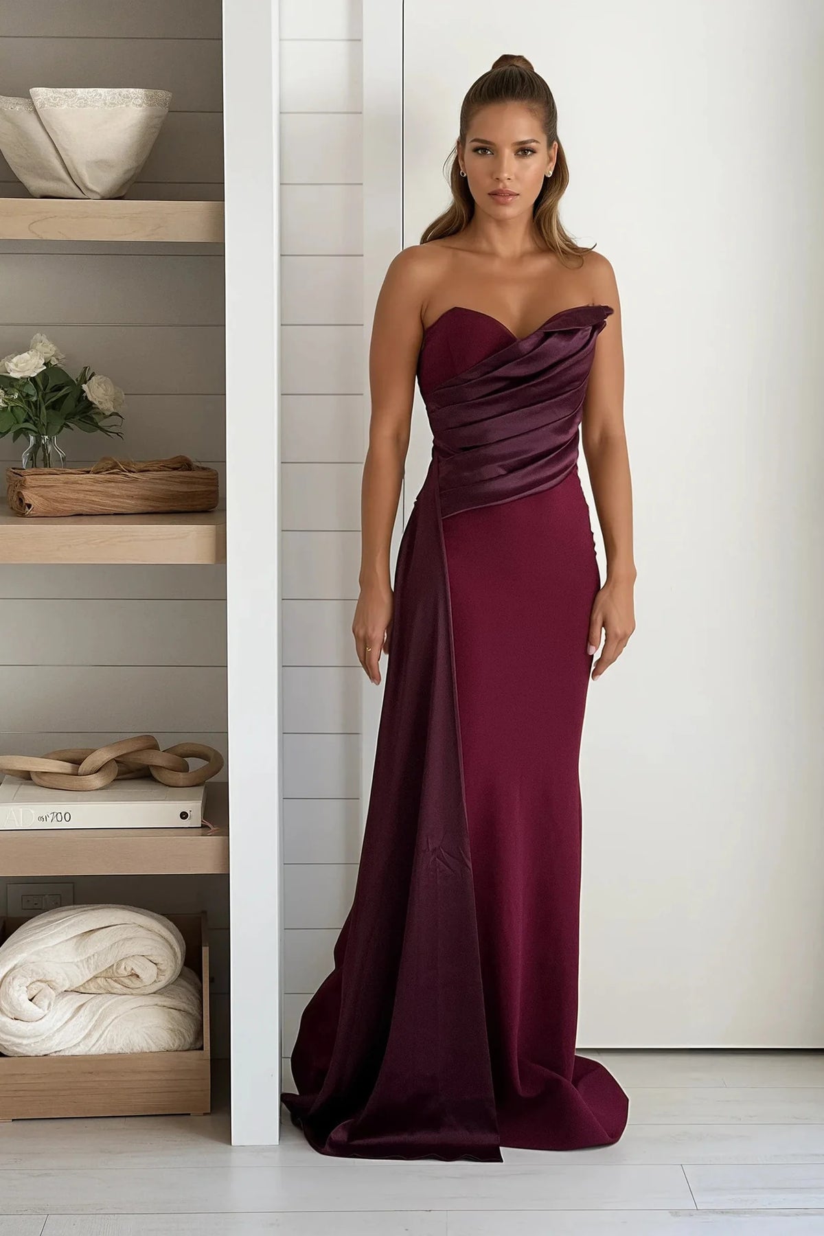 Burgundy Mermaid Maxi Dress
