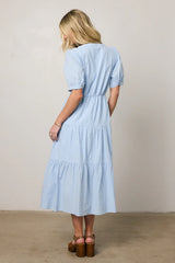 Finey Button Front Maxi Dress in Blue FINAL SALE