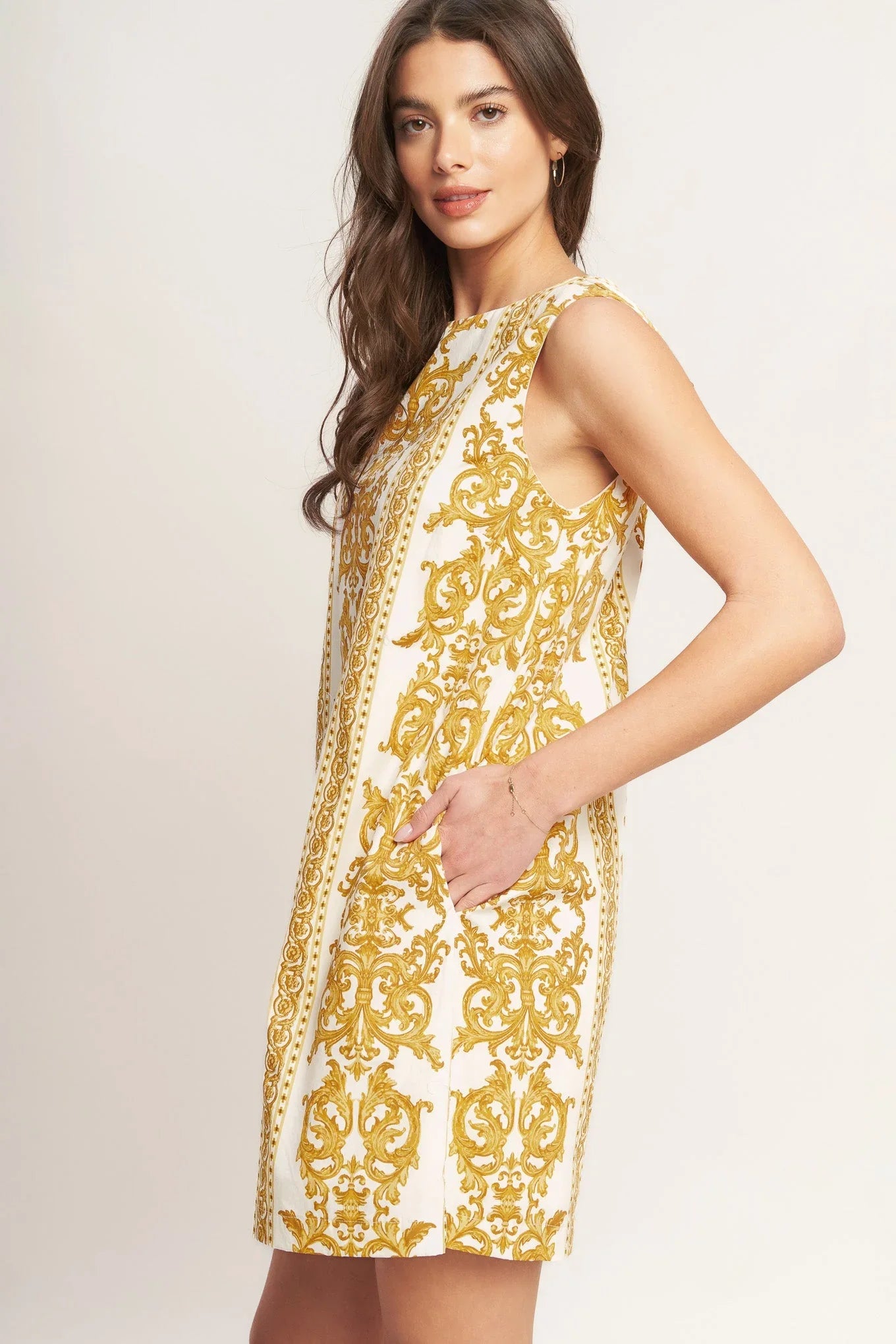 CITY GIRL WITH EDGE YELLOW MINI SHIFT DRESS