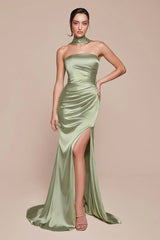 NICOLETTE GOWN STRAPLESS LUXE SATIN DRESS SCARF