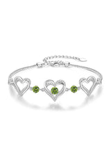Silver Love Heart Link Birthstone Bracelets