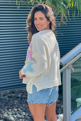 Cream Flower Sweater