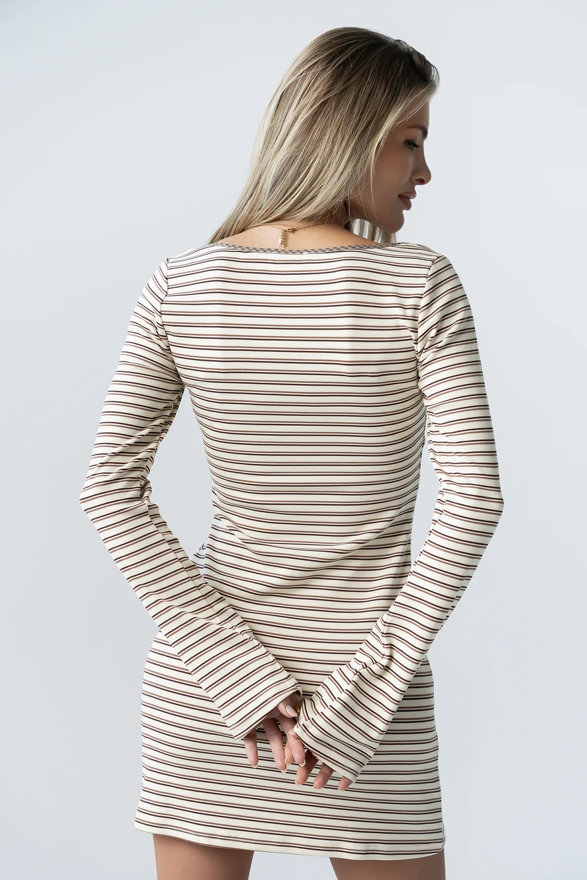 Venice Striped Mini Dress in Cream