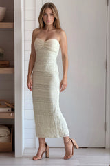 Ivory Knit Tube Midi Dress