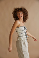 Alicia Ruffle Smocked Bow Top