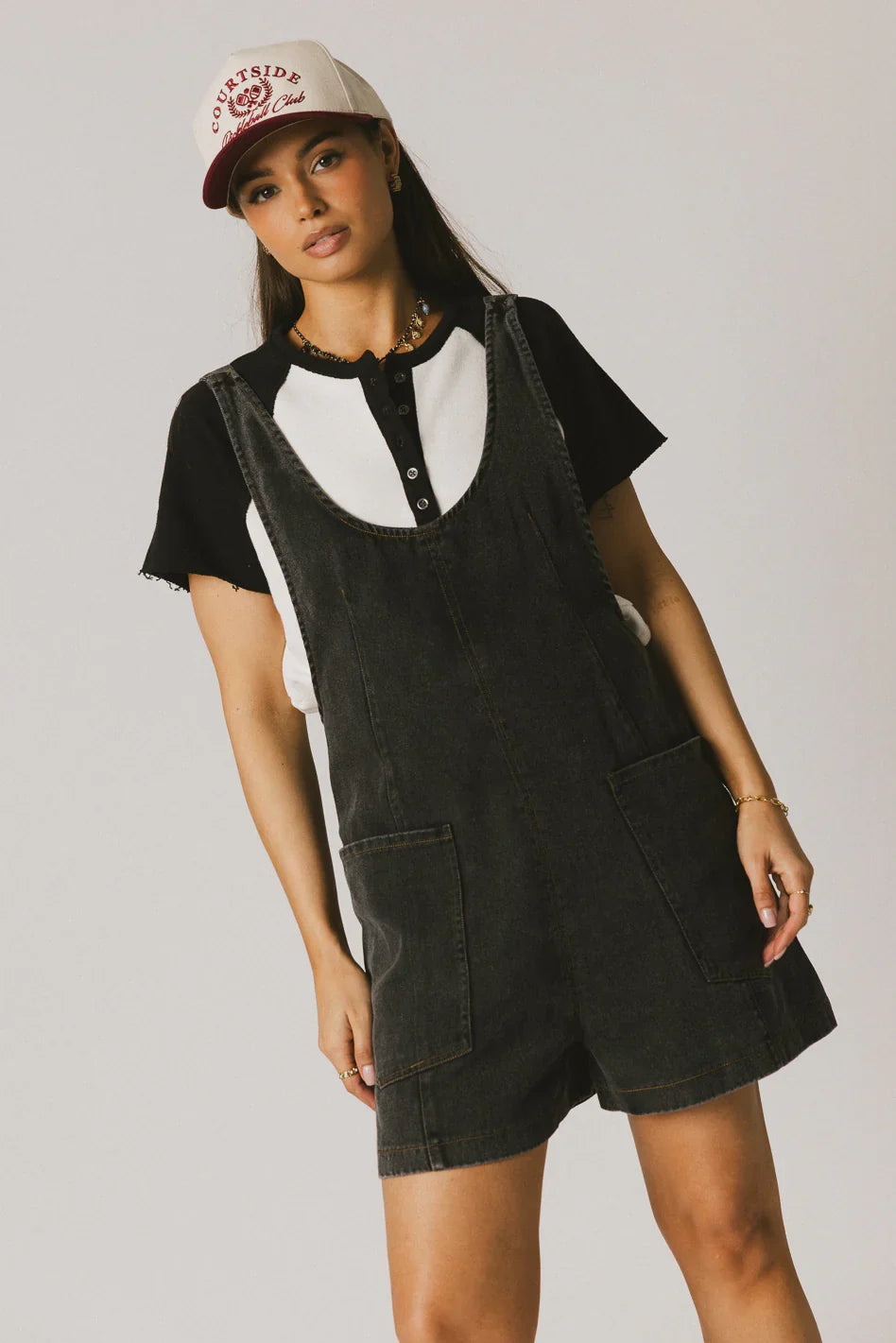 Scottie Denim Overalls in Black FINAL SALE