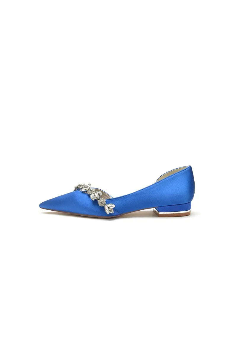 Chic Rhinestone Pointed Toe Kitten Heels