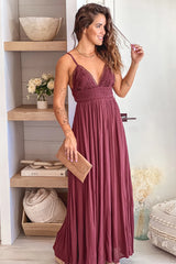 Red Brown Maxi Dress With Tie Back