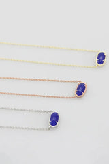 Blue Oval Pendant Necklace