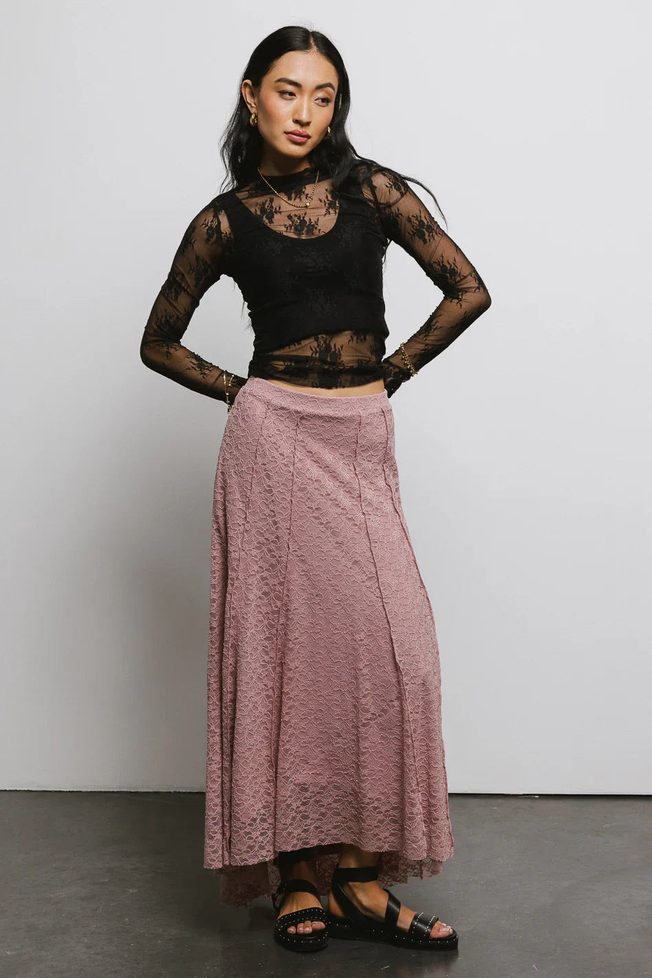 Eliza Lace Skirt in Rose FINAL SALE