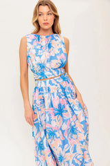 SUMMER HARMONY TIE TOP SKIRT SET POWDER BLUE