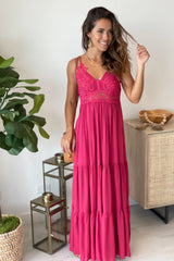 Berry Crochet Top Maxi Dress
