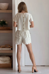 Oatmeal Crochet Top And Shorts Set