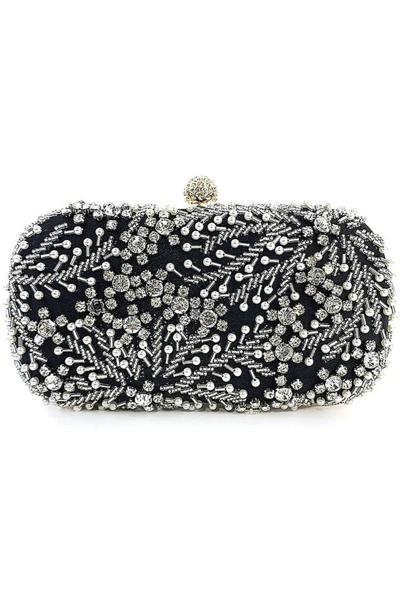 Pearl Rhinestone Beaded Square Handbag
