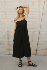 Genevieve Empire Midi Dress in Black FINAL SALE