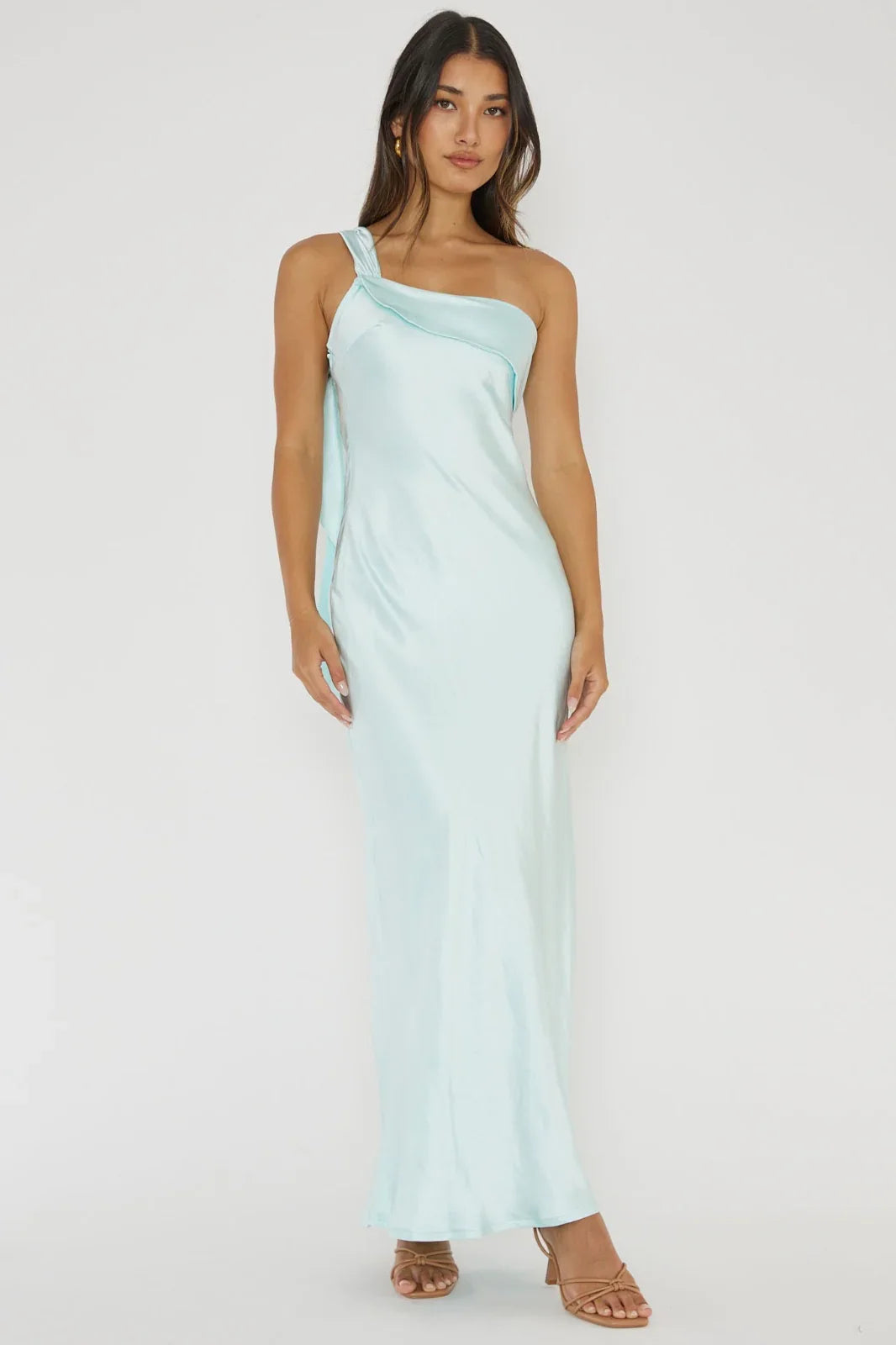 Blaine Maxi Dress Ice Blue Satin Slip Dress